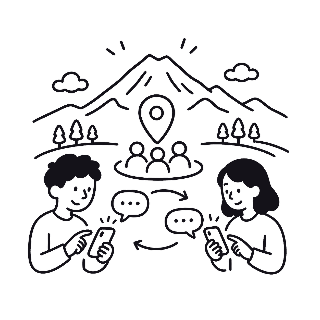 岩手のAI情報交換を表す手書きイラスト